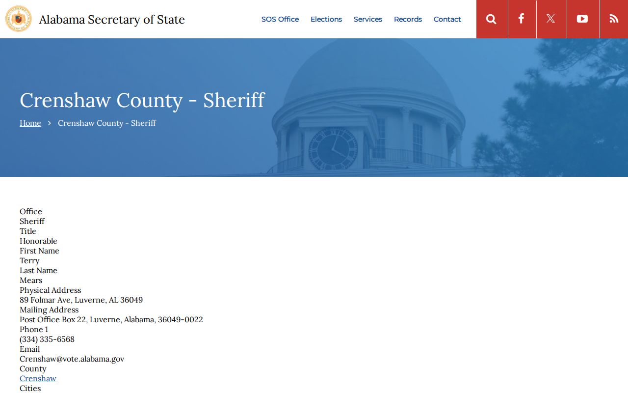 Crenshaw County bench warrant sheriff contact source